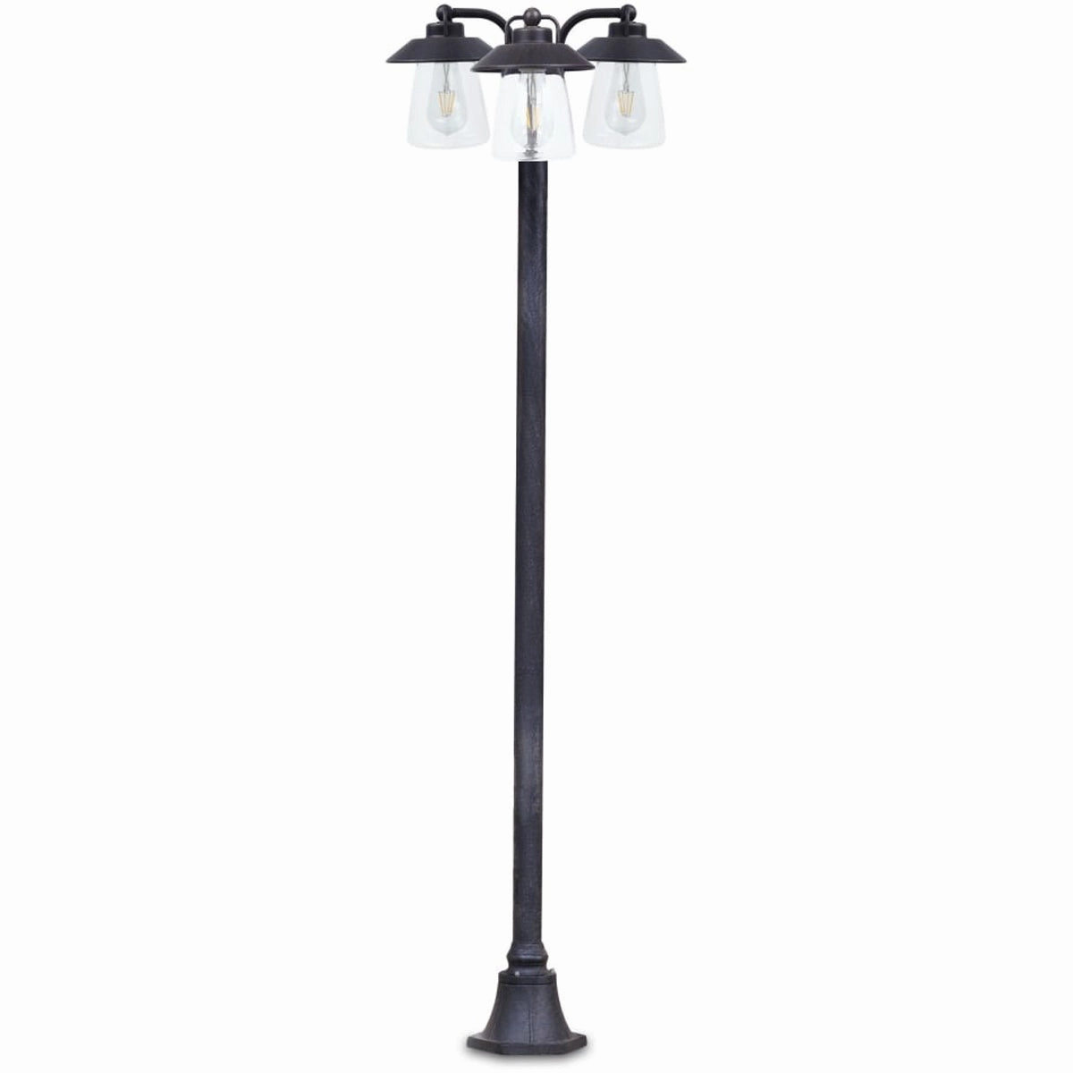 CGC ISABELLA Black & Bronze Vintage Triple Post Lantern with Glass Shade