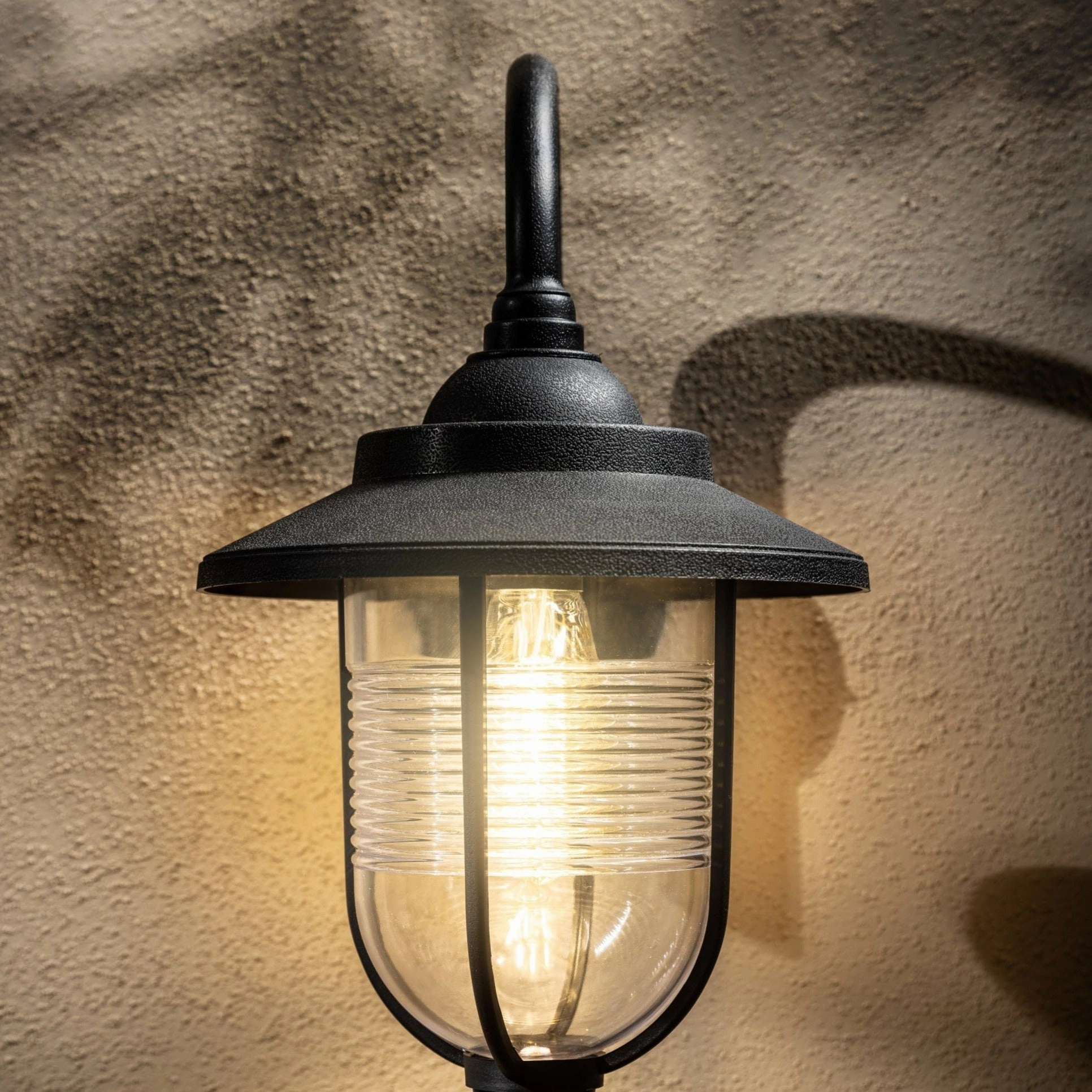 CGC JEMIMA Black Fisherman Hooked Outdoor Wall Lantern Light