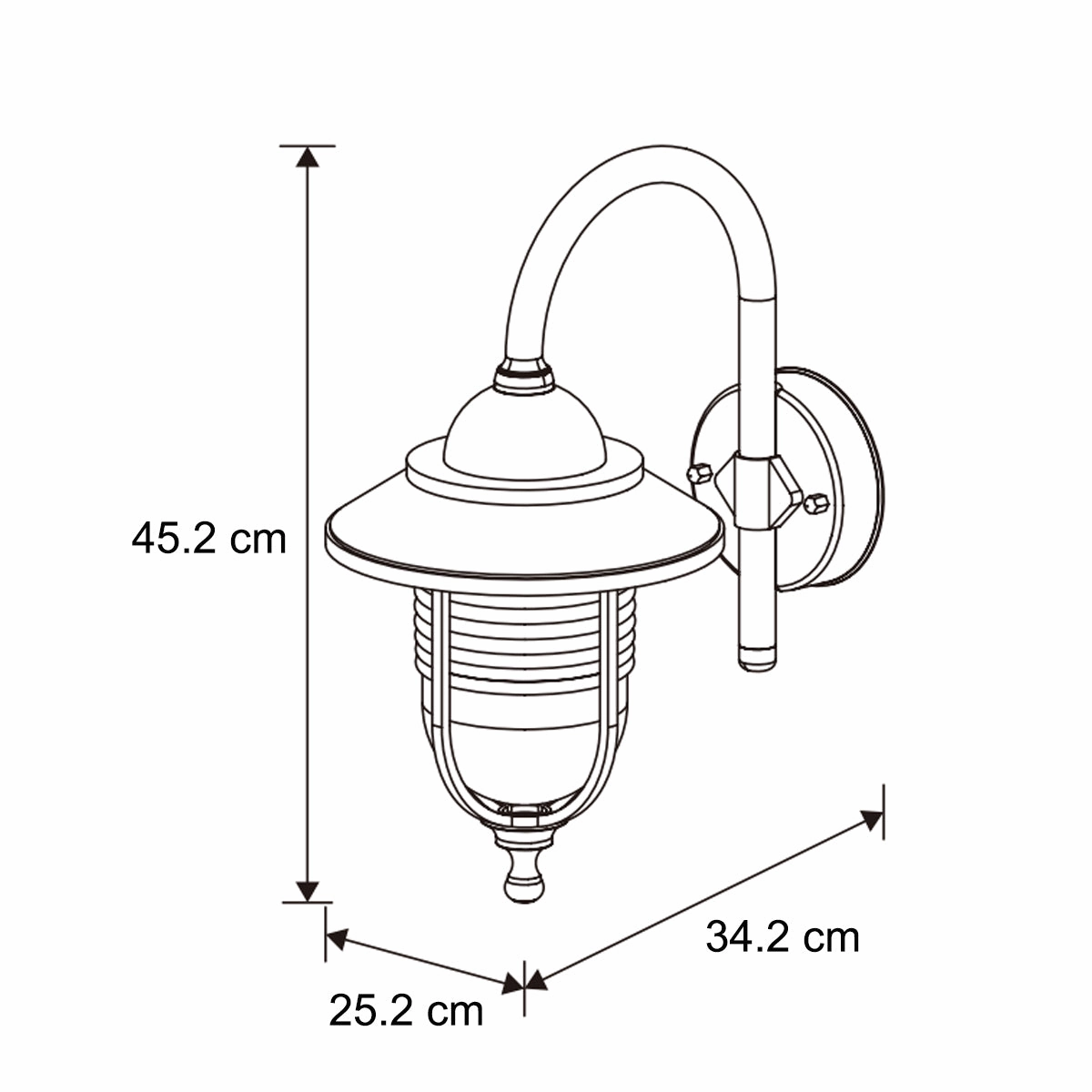 CGC JEMIMA Black Fisherman Hooked Outdoor Wall Lantern Light