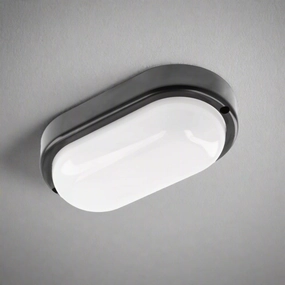 CGC KODO Black Oval Ceiling Wall Light Surface Mount LED, 8W, 720lm, 4000KWeatherproof outdoor lighting