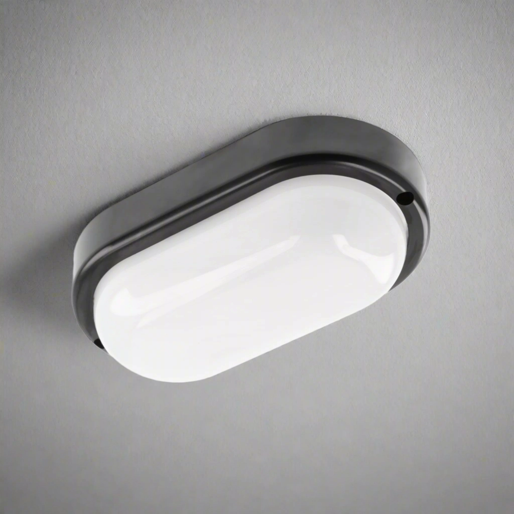 CGC KODO Black Oval Ceiling Wall Light Surface Mount LED, 8W, 720lm, 4000KWeatherproof outdoor lighting