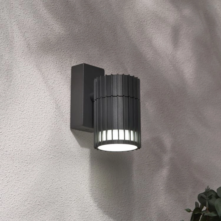 CGC LILLY Anthracite Dark Grey Ribbed GU10 Down Outdoor Wall Light IP65Weatherproof outdoor lighting