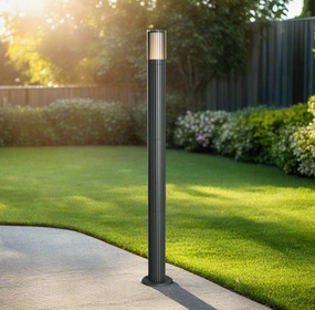 CGC LILLY Anthracite Dark Grey Ribbed GU10 Outdoor Bollard Post Light IP44Weatherproof outdoor lighting