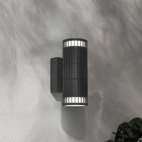 CGC LILLY Anthracite Dark Grey Ribbed GU10 Up & Down Outdoor Wall Light IP65Weatherproof outdoor lighting