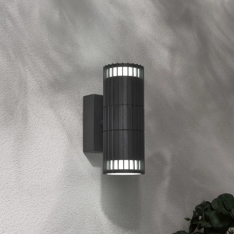 CGC LILLY Anthracite Dark Grey Ribbed GU10 Up & Down Outdoor Wall Light IP65Weatherproof outdoor lighting
