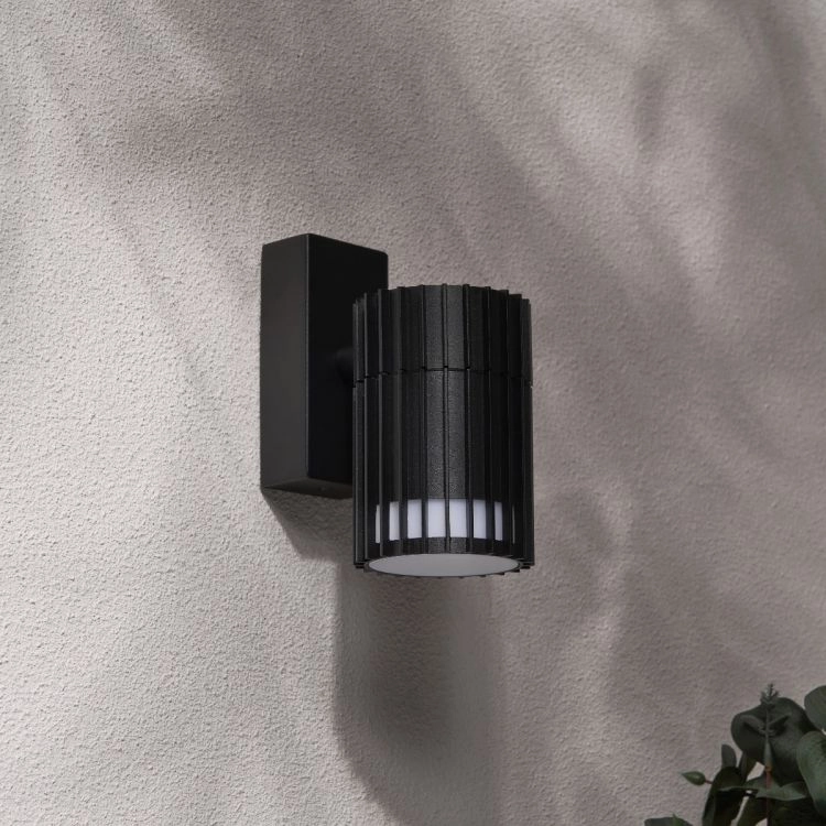 CGC LILLY Black Ribbed Down Outdoor Wall Light IP65