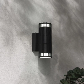 CGC LILLY Black Ribbed GU10 Up & Down Outdoor Wall Light IP65Outdoor wall sconces with motion sensor