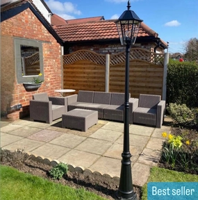 CGC LONDON 2.3 Metre Extra Tall Black Victorian Style LED Solar Post LightWeatherproof outdoor lighting