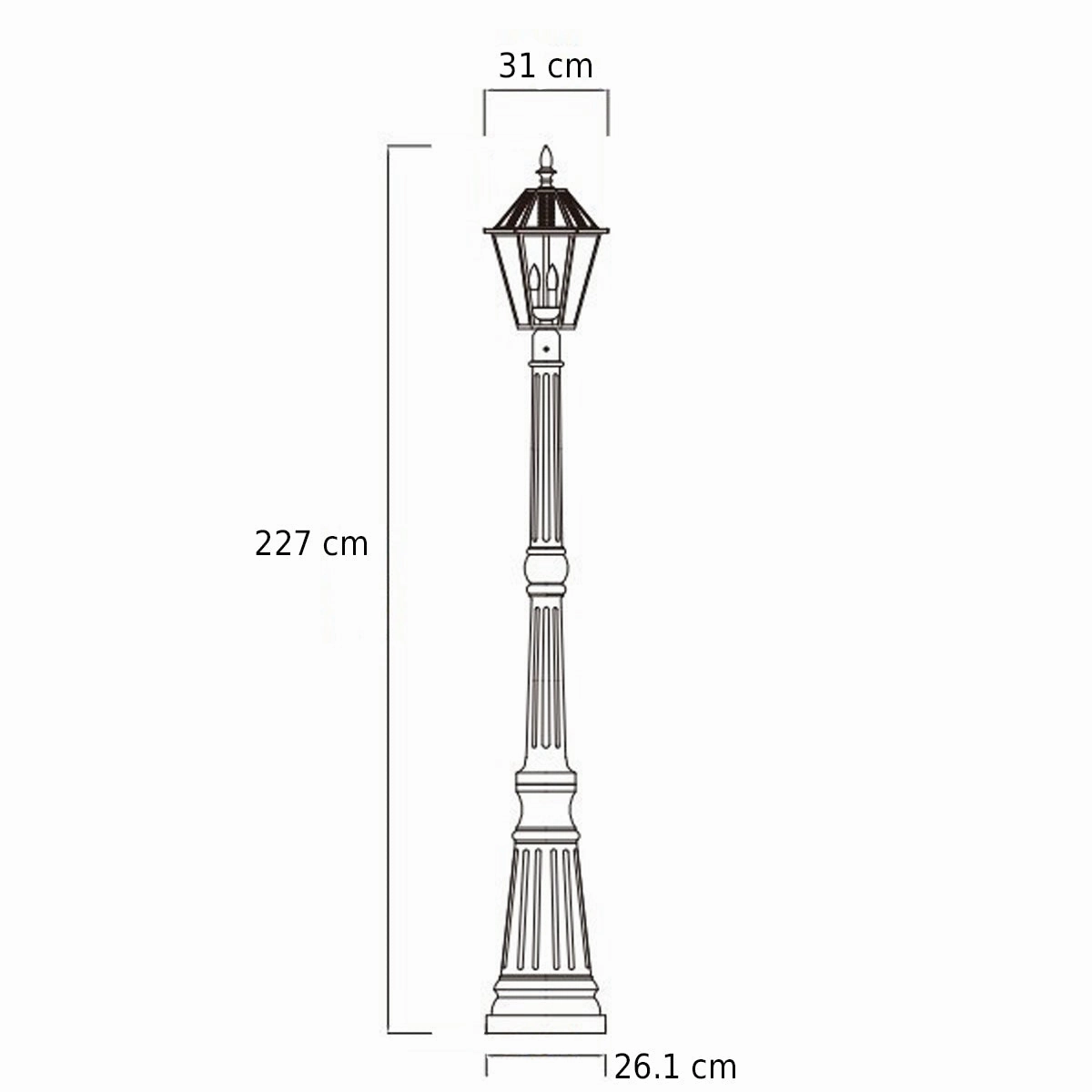CGC LONDON 2.3 Metre Extra Tall Black Victorian Style LED Solar Post Light