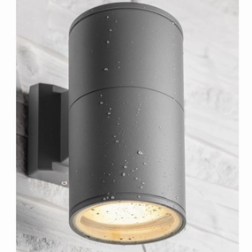 CGC LUAN Matte Grey Extra Large Single Bulb Outdoor Cylinder Wall LightWeatherproof outdoor lighting
