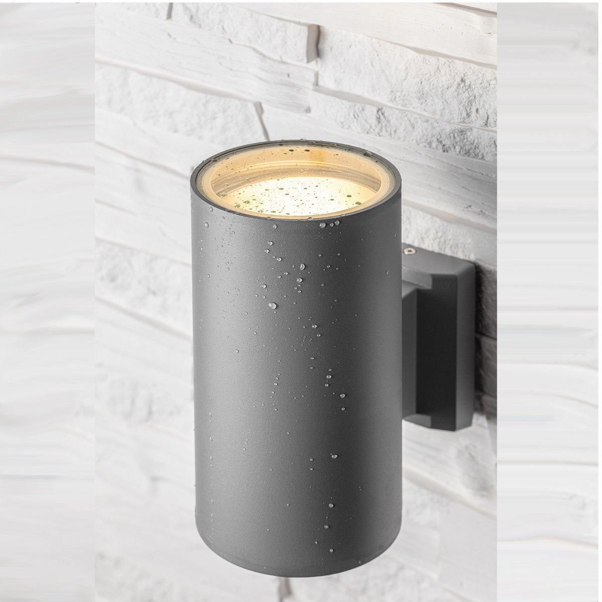 CGC LUAN Matte Grey Large Double Bulb Outdoor Cylinder Wall Light