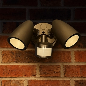 CGC MARTHA II Black Double Floodlight With Sensor LED OutdoorWeatherproof outdoor lighting
