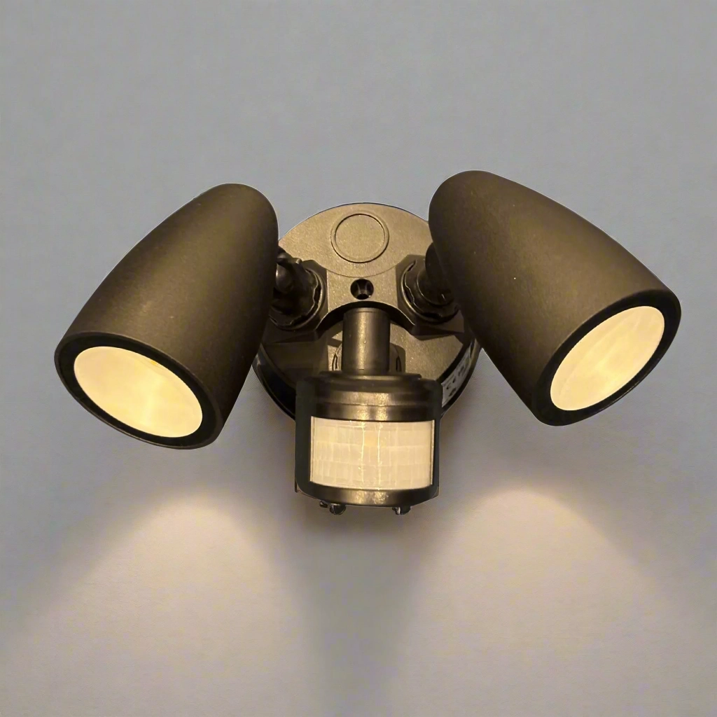 CGC MARTHA II Black Double Floodlight With Sensor LED Outdoor