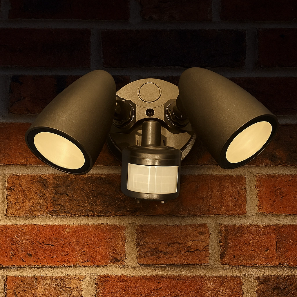 CGC MARTHA II Black Double Floodlight With Sensor LED OutdoorWeatherproof outdoor lighting