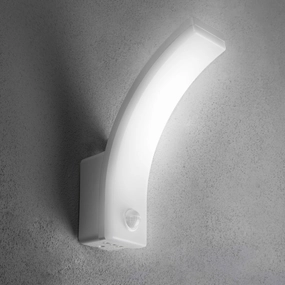 CGC MATEO White Curved LED Wall Light with PIR Motion Sensor Full Opal Front DiffuserWeatherproof outdoor lighting