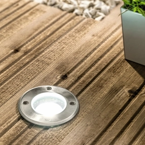 CGC MEADOW Two Round Large Stainless Steel Inground Or Decking LightsWeatherproof outdoor lighting