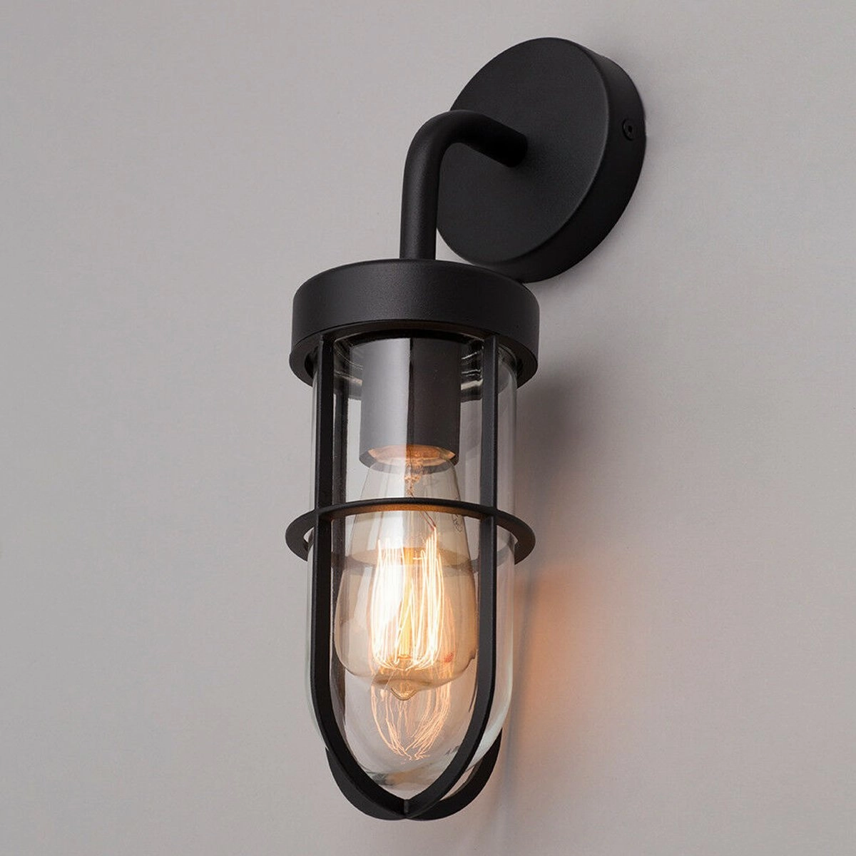 CGC MELODY Black Cage Curved Neck Outdoor Drop Light