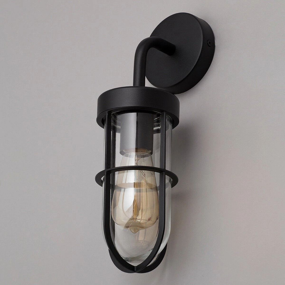 CGC MELODY Black Cage Curved Neck Outdoor Drop Light