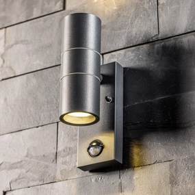 CGC MIA Dark Grey Stainless Steel GU10 Up and Down Outdoor Wall Light IP44 with PIR Motion SensorOutdoor wall sconces with motion sensor