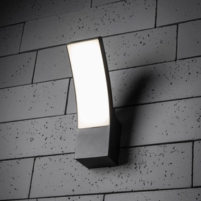 CGC MILLIE Anthracite Dark Grey Curved LED Wall Light Diecast Aluminium Opal Diffuser 4000k IP54Weatherproof outdoor lighting