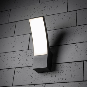 CGC MILLIE Anthracite Dark Grey Curved LED Wall Light Diecast Aluminium Opal Diffuser 4000k IP54Outdoor wall sconces with motion sensor