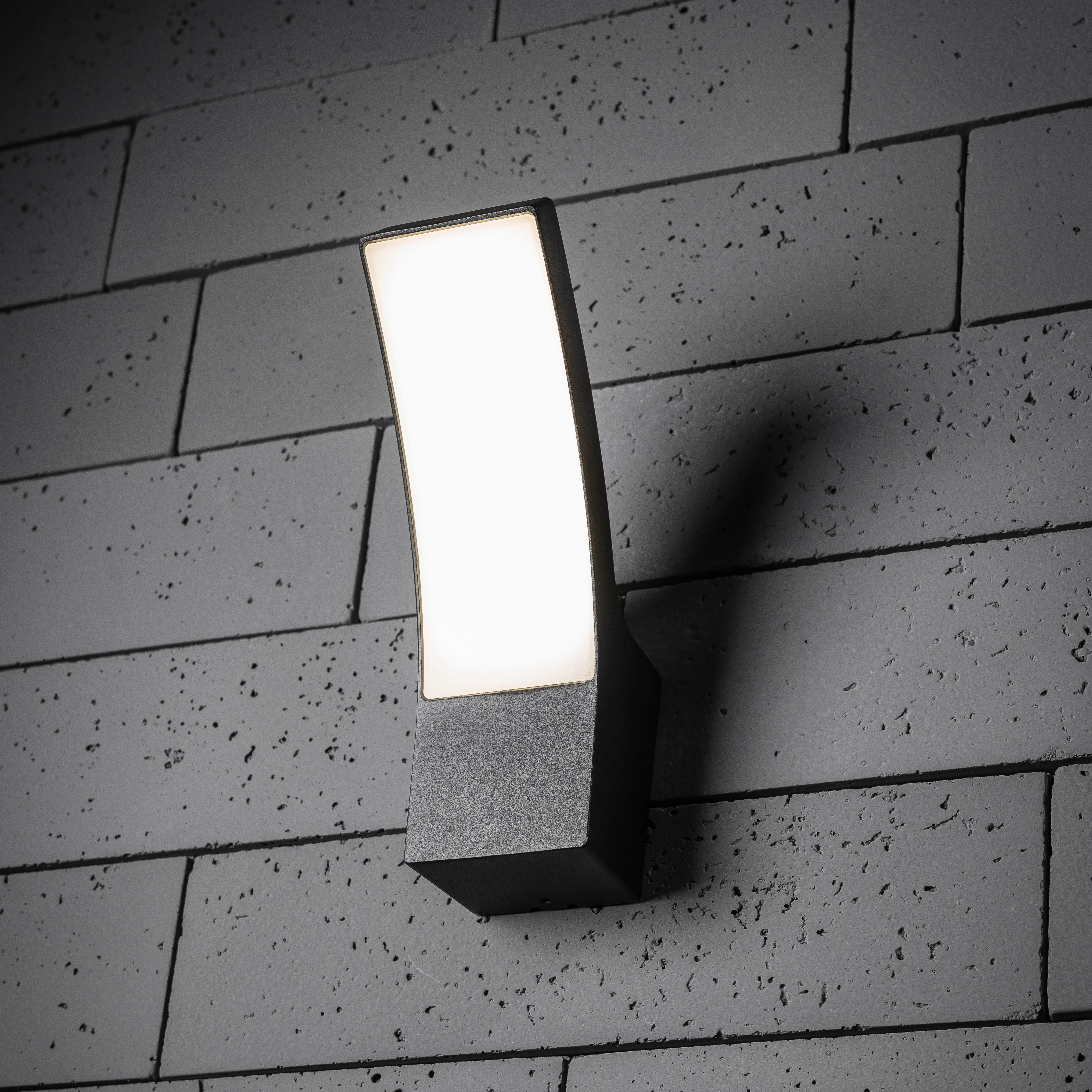 CGC MILLIE Anthracite Dark Grey Curved LED Wall Light Diecast Aluminium Opal Diffuser 4000k IP54Outdoor wall sconces with motion sensor