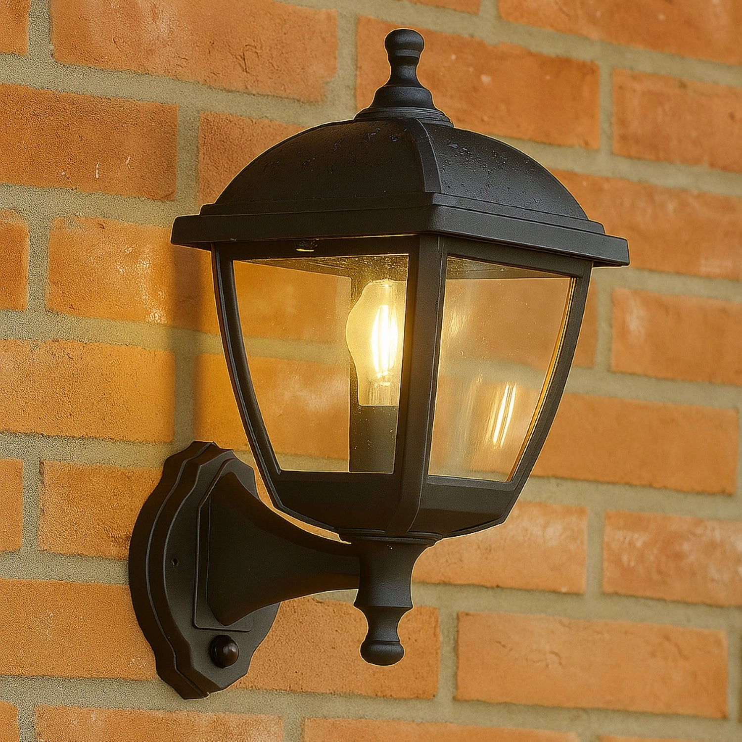 CGC MYRA Large Black Outdoor Wall Lantern Light PIR Motion Sensor with Clear Diffuser IP44 Polycarbonate CoastalOutdoor wall sconces with motion sensor