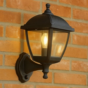 CGC MYRA Large Black Outdoor Wall Lantern Light PIR Motion Sensor with Clear Diffuser IP44 Polycarbonate CoastalOutdoor wall sconces with motion sensor