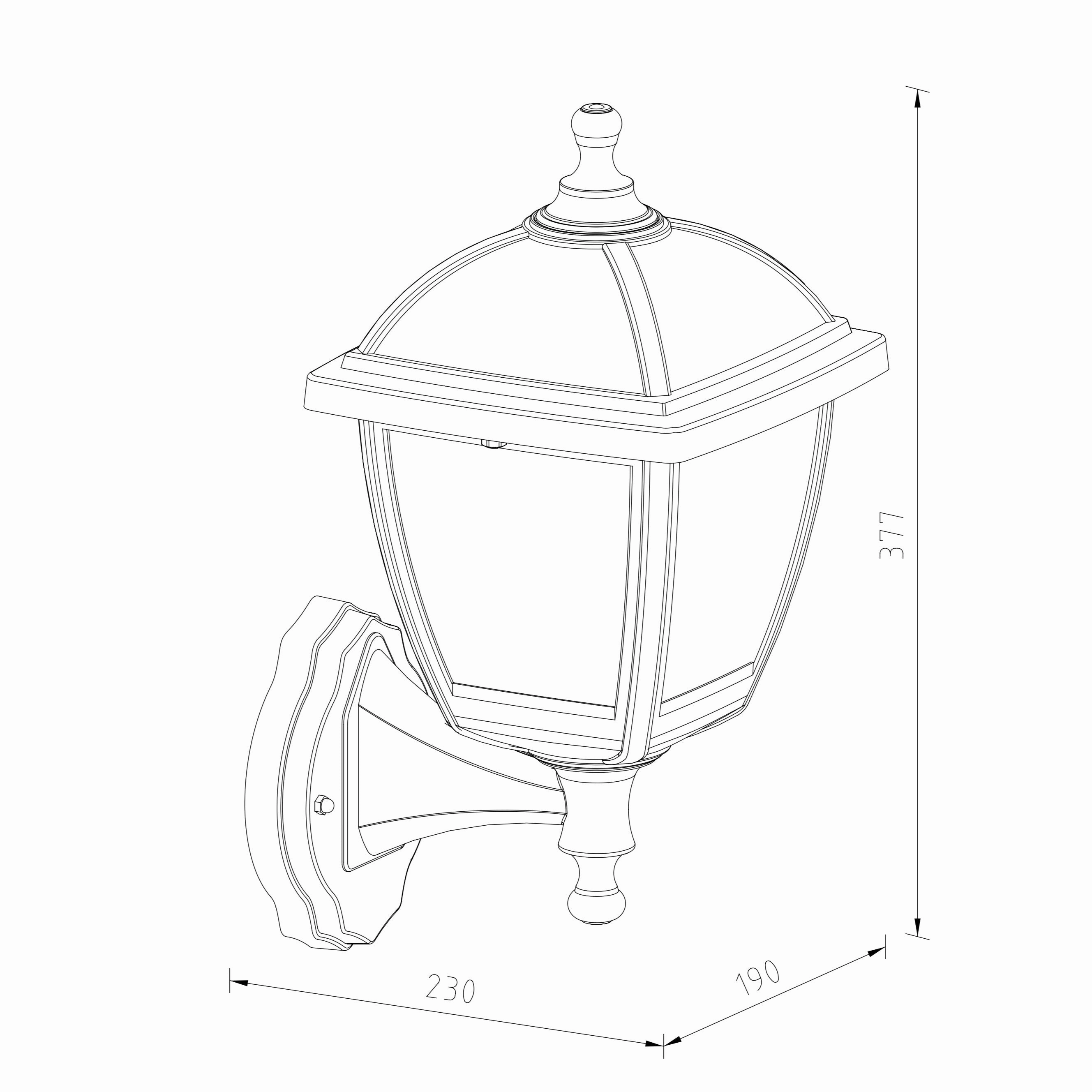 CGC MYRA Large Black Outdoor Wall Lantern Light with Clear Diffuser IP44 Polycarbonate Coastal
