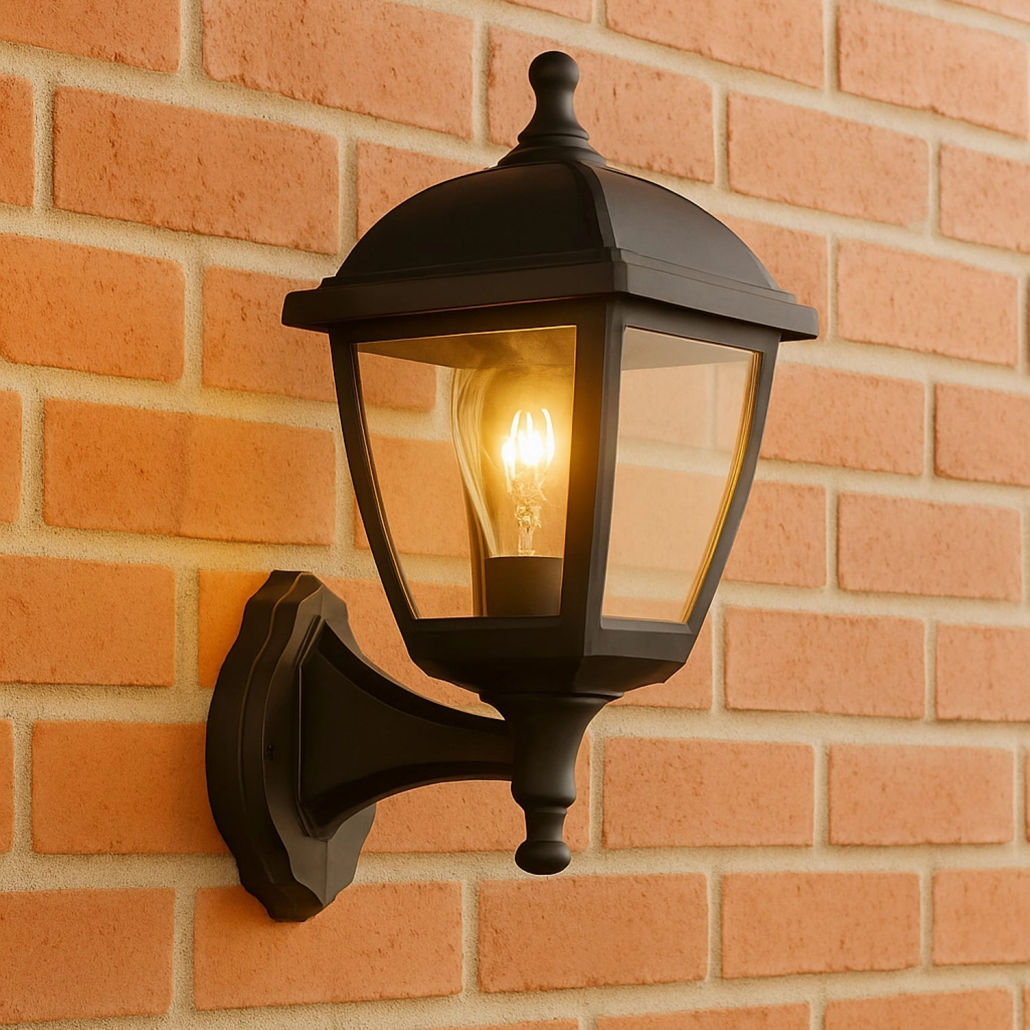 CGC MYRA Large Black Outdoor Wall Lantern Light with Clear Diffuser IP44 Polycarbonate CoastalWeatherproof outdoor lighting