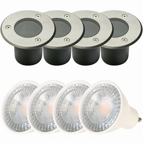 CGC NOLA Four Round Small With Bulbs Stainless Steel Inground Or Decking LightsWeatherproof outdoor lighting