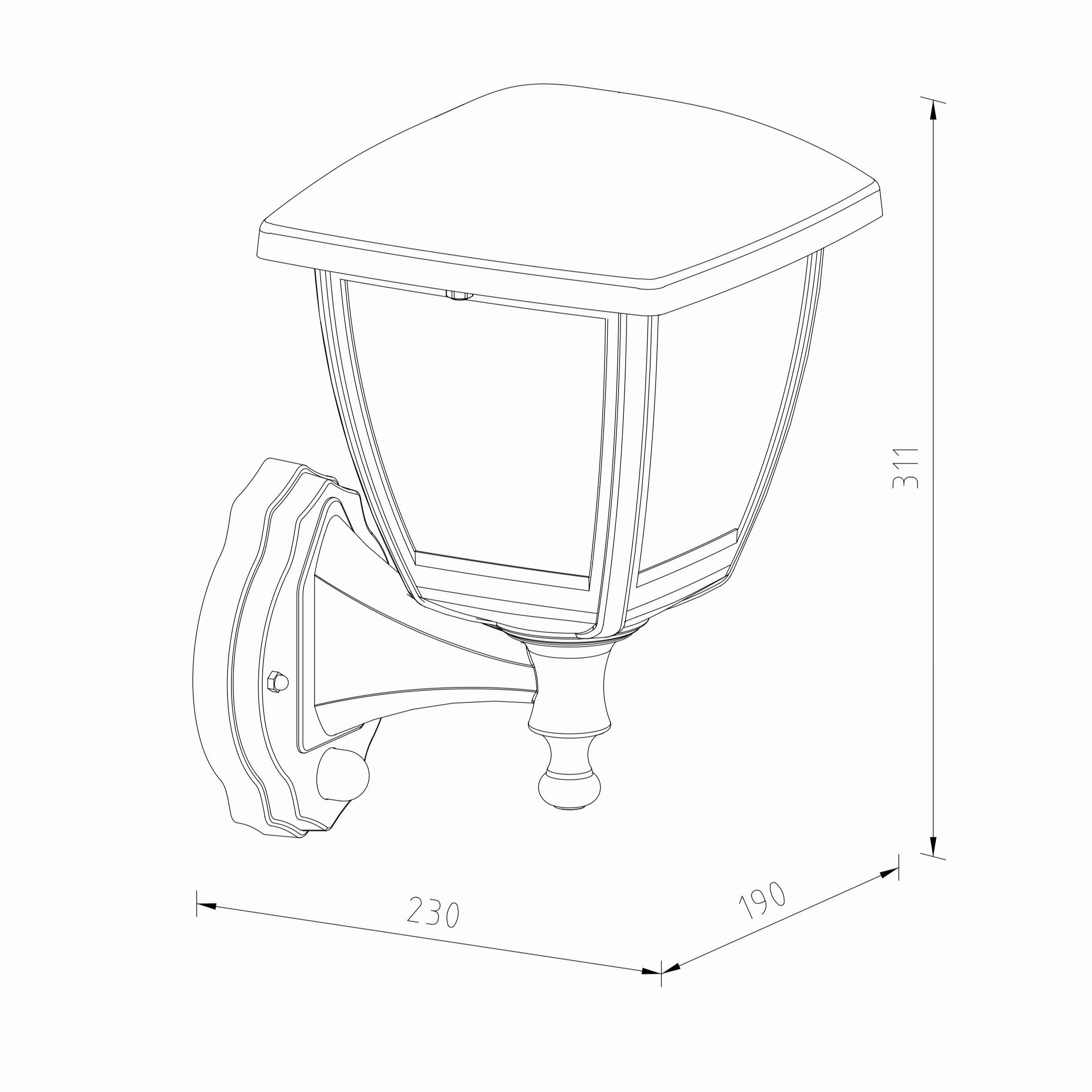 CGC NOVA Large Black Outdoor Wall Lantern Light PIR Motion Sensor with Clear Diffuser IP44 Polycarbonate Coastal