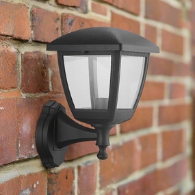 CGC NOVA Large Black Outdoor Wall Lantern Light with Clear Diffuser IP44 Polycarbonate CoastalWeatherproof outdoor lighting