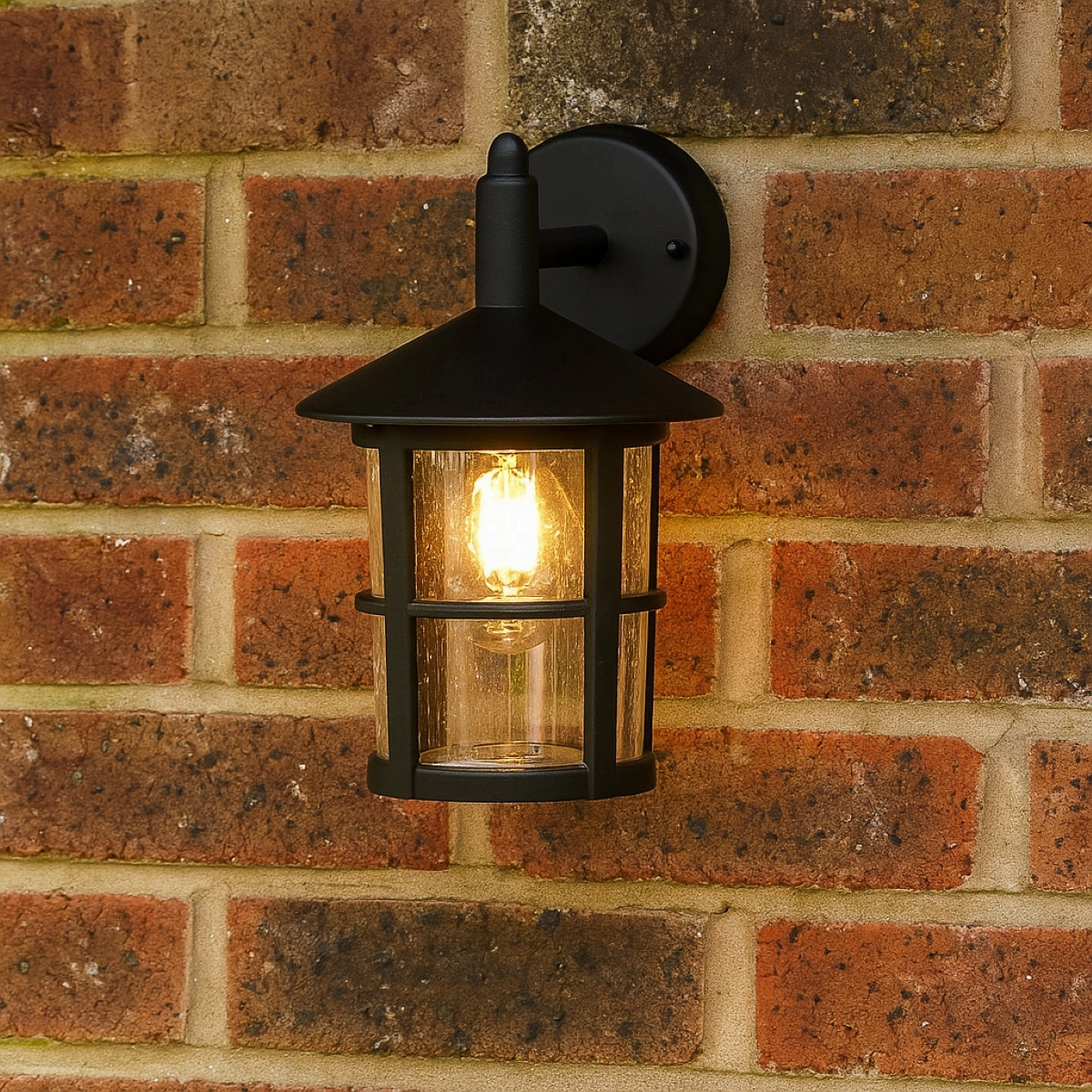 CGC OLIVIA Large Black Traditional Outdoor Wall Lantern Clear Glass DiffuserOutdoor wall sconces with motion sensor