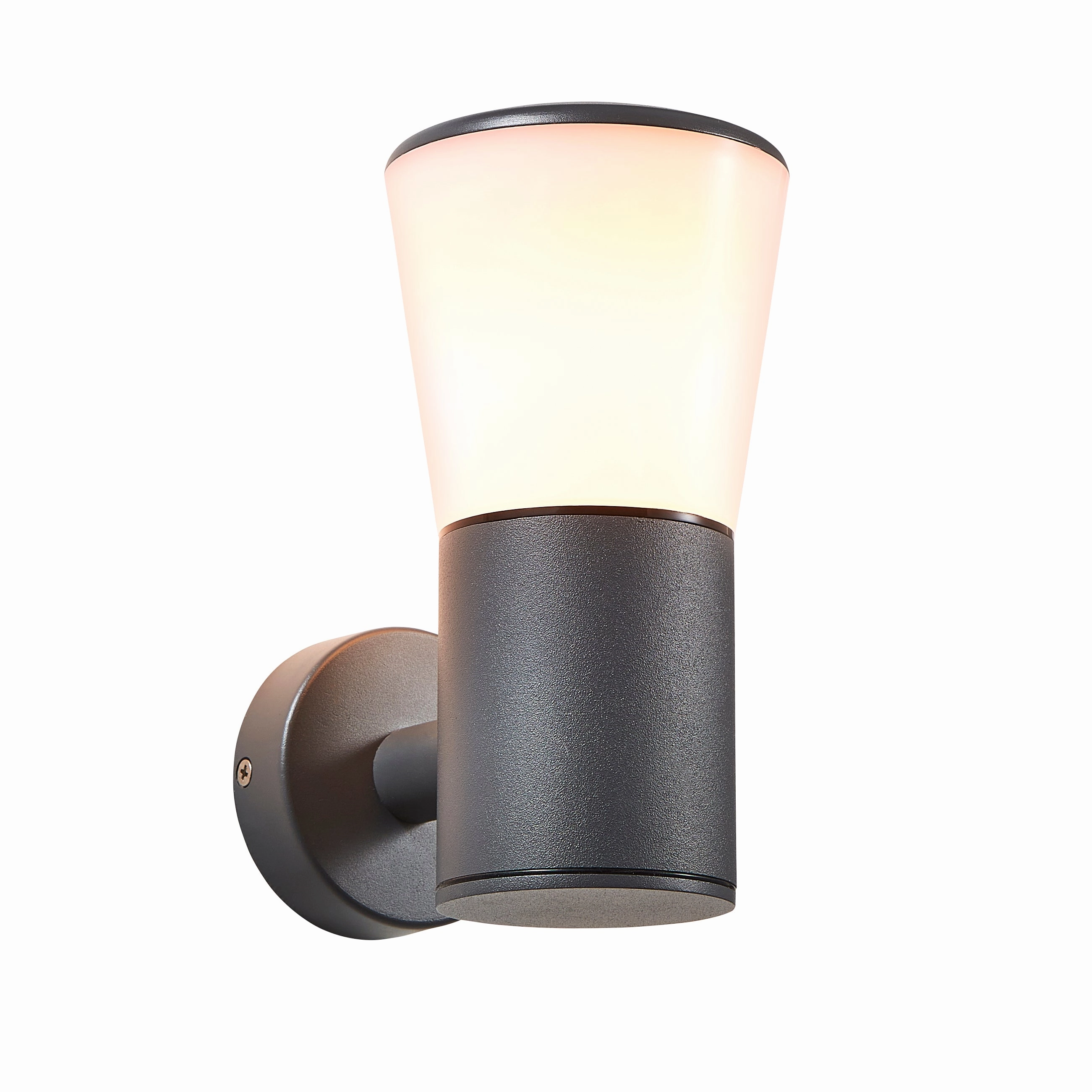 CGC OTIS Anthracite Dark Grey Outdoor Wall Light Lantern Opal Diffuser E27 IP44