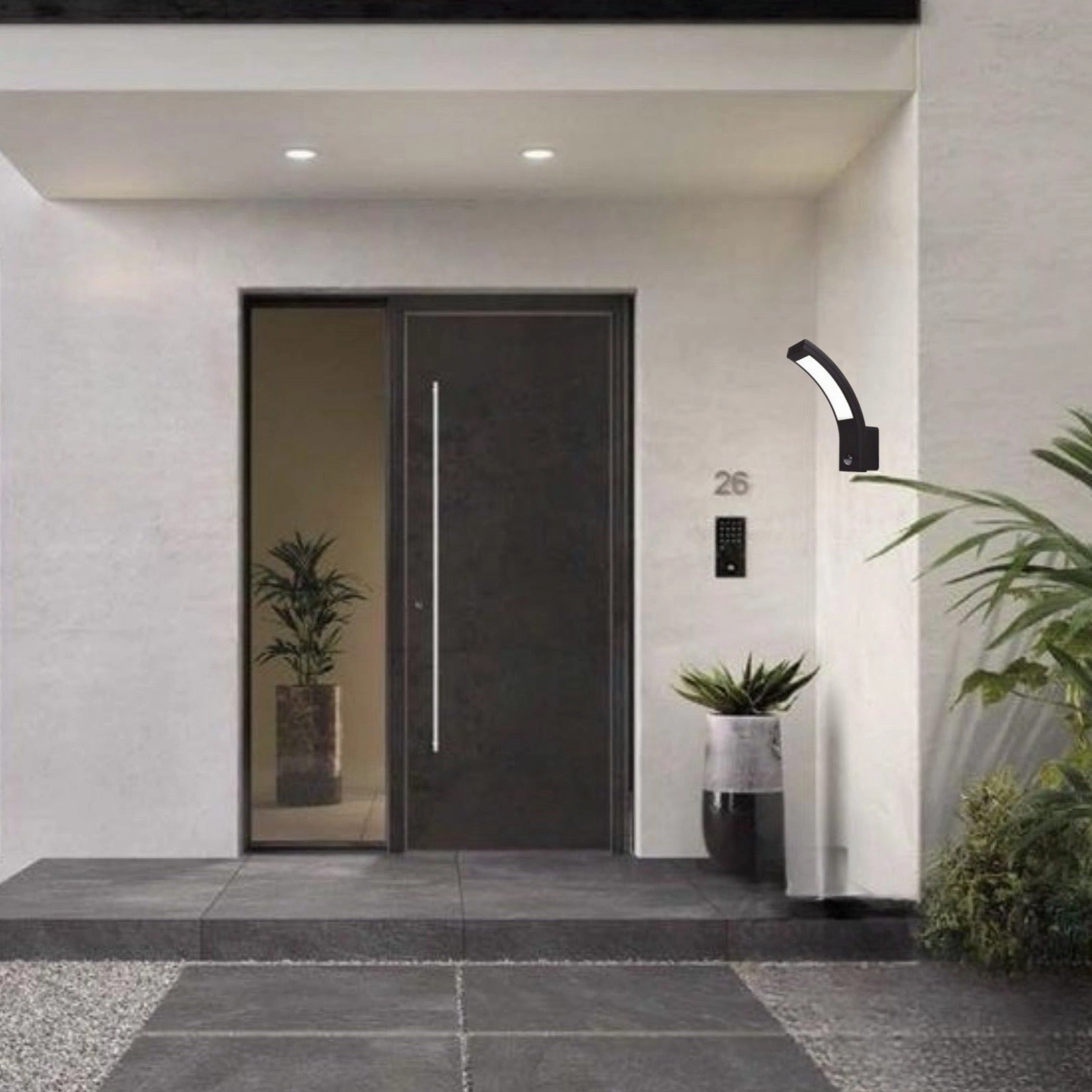 CGC PARIS Grey LED Curved Outdoor Wall Light With Motion Sensor
