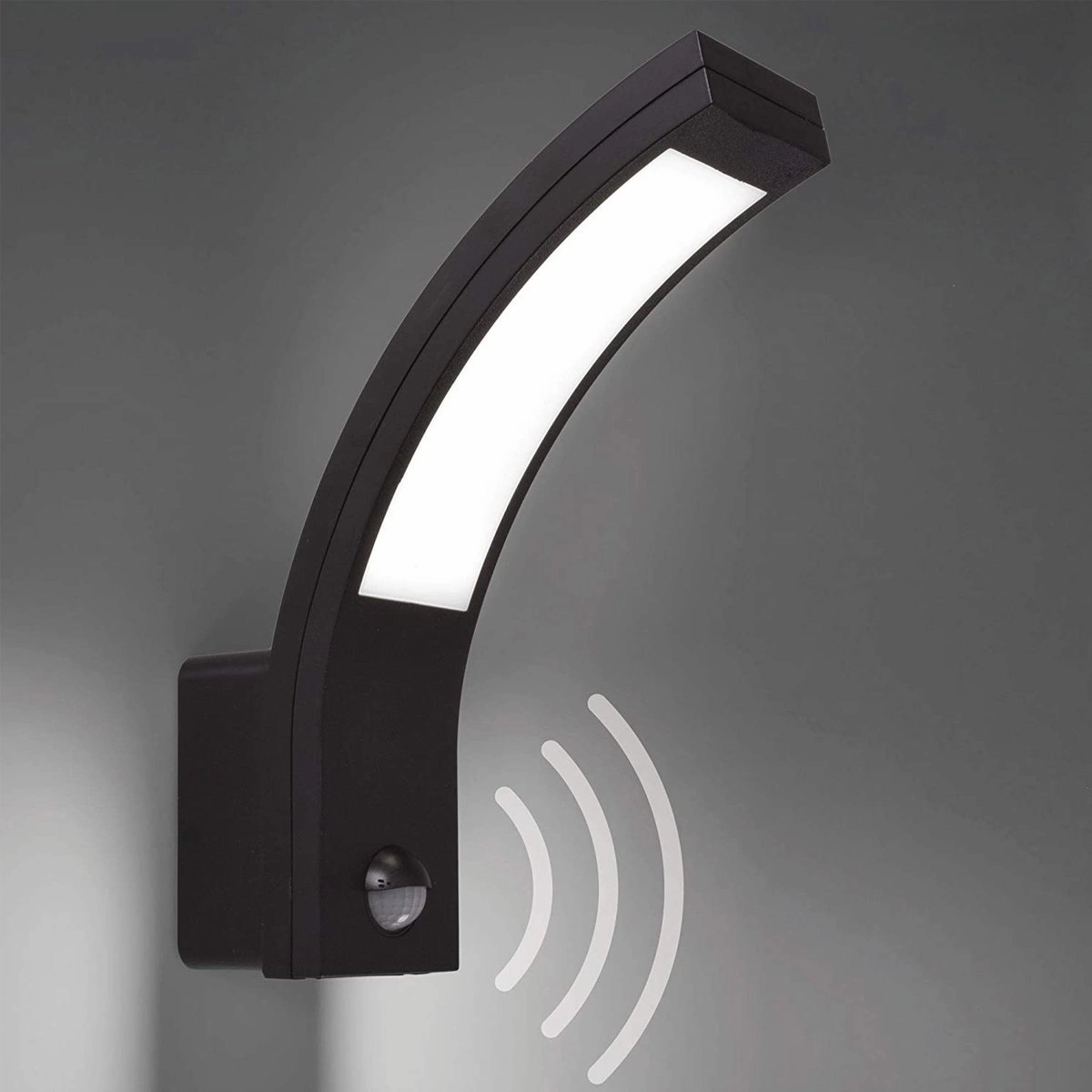 CGC PARIS Grey LED Curved Outdoor Wall Light With Motion SensorWeatherproof outdoor lighting
