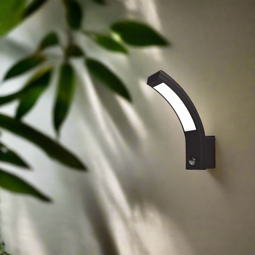 CGC PARIS Grey LED Curved Outdoor Wall Light With Motion Sensor