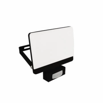 CGC PARRY 15W LED PIR Motion Sensor Floodlight Black Body with Full Front White Opal Diffuser 1300lm 4000k