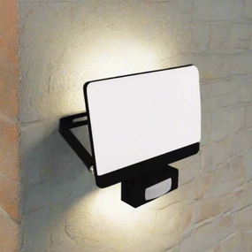 CGC PARRY 15W LED PIR Motion Sensor Floodlight Black Body with Full Front White Opal Diffuser 1300lm 4000kWeatherproof outdoor lighting