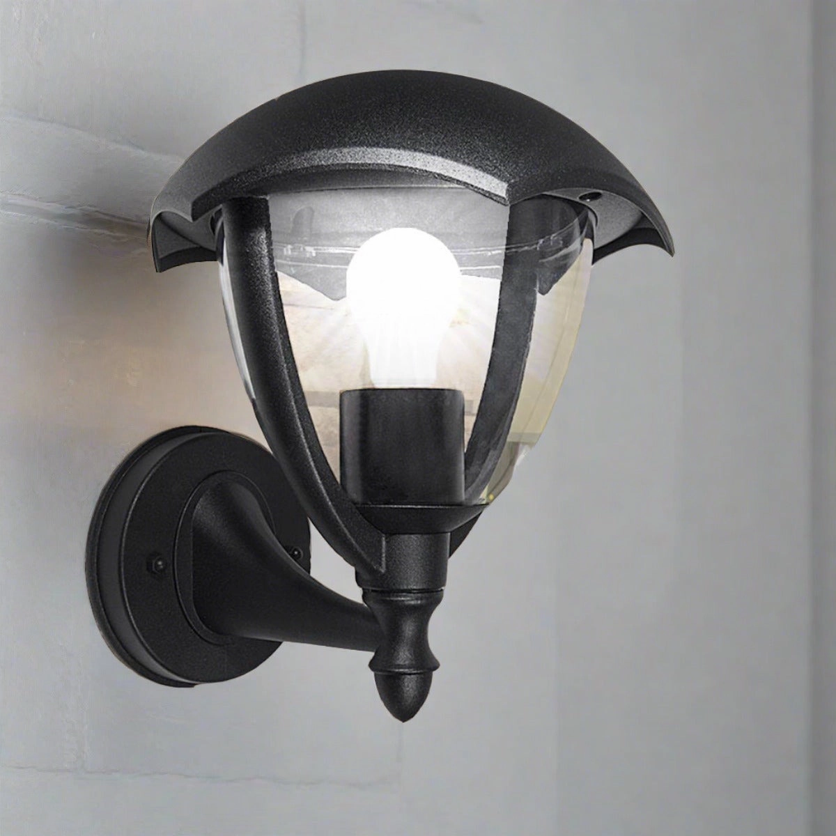 CGC POPPY Black Curved Coach Lantern Up LightWeatherproof outdoor lighting