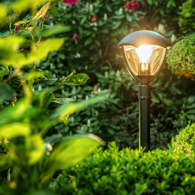 CGC POPPY Black Curved Post Bollard Coach Lantern Outdoor Garden Light