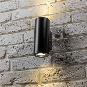 CGC SHERRI Black Cylinder Outdoor Up and Down Wall LightWeatherproof outdoor lighting
