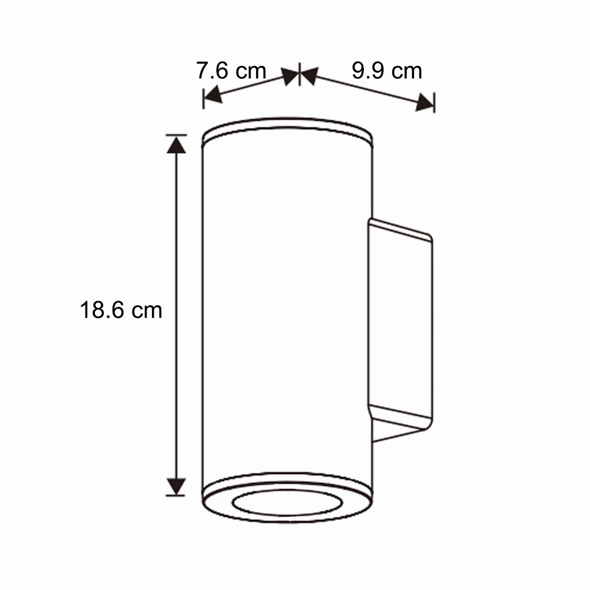 CGC SHERRI Black Cylinder Outdoor Up and Down Wall Light