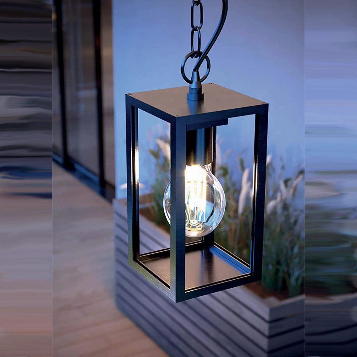 CGC SIENNA Black Hanging Outdoor Porch Lantern Ceiling Light