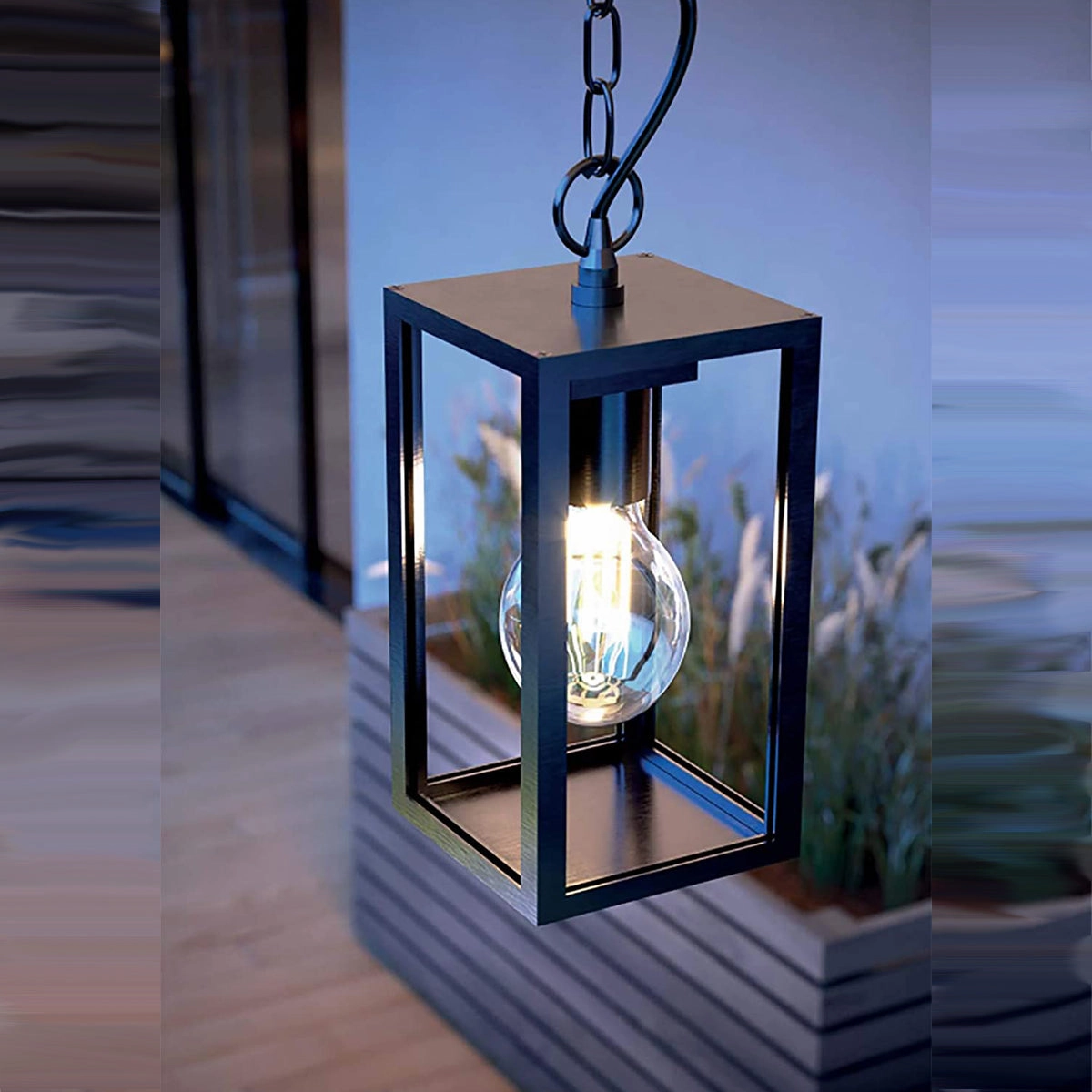 CGC SIENNA Black Hanging Outdoor Porch Lantern Ceiling Light