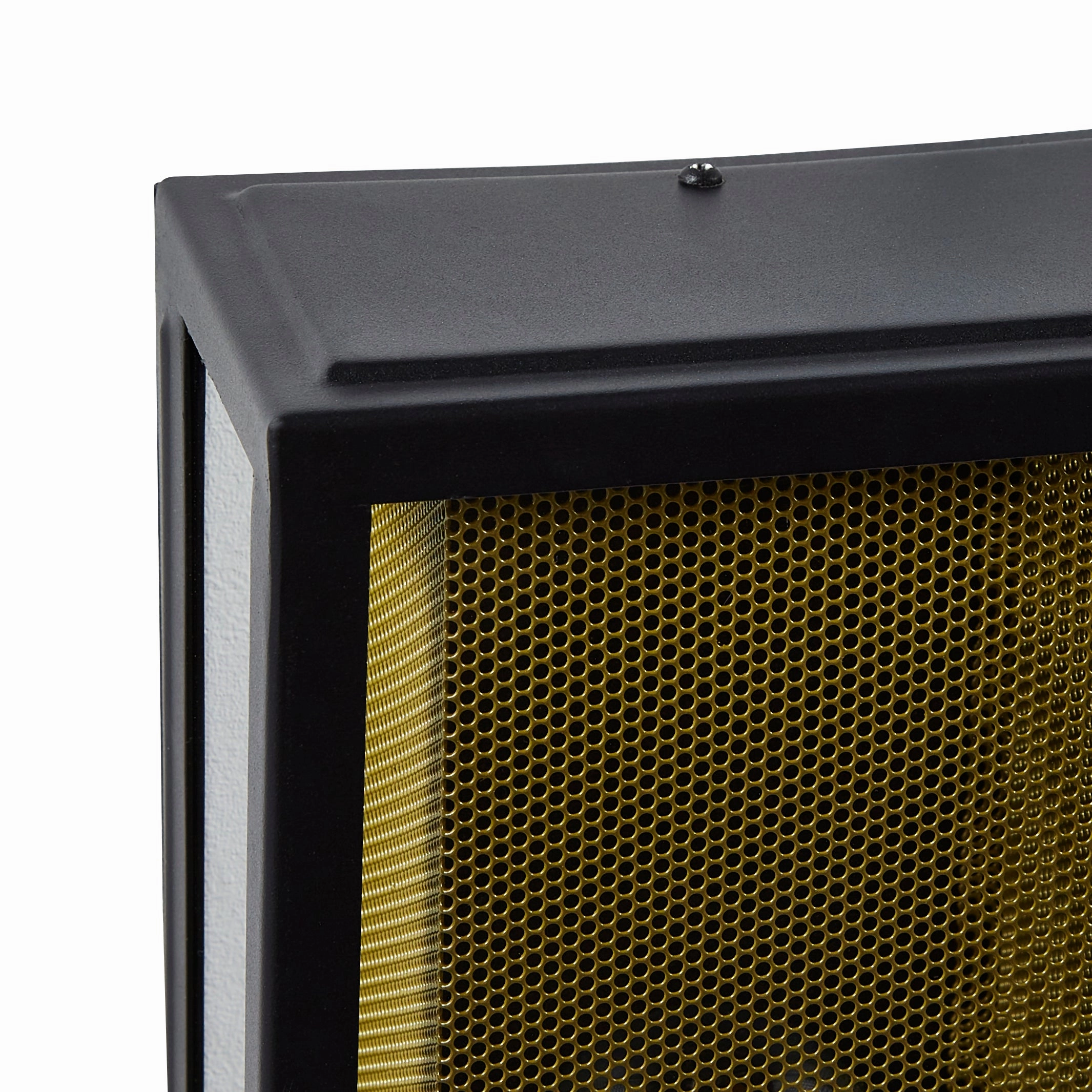 CGC SILAS Black Outdoor Box Lantern Wall Light with Brass Mesh Insert IP44 E27