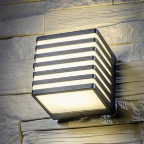 CGC SIROLO Black Square LED Outdoor Cube Wall Light Decorative Grill 4000k IP54 10W 1000lmWeatherproof outdoor lighting