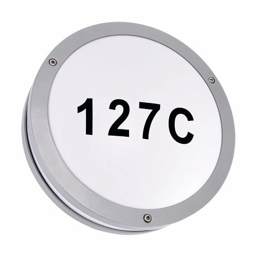 CGC STAX Round Grey LED Outdoor Wall Light Bulkhead with House Number Pack