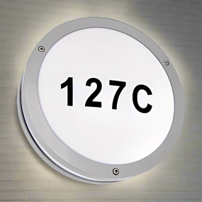 CGC STAX Round Grey LED Outdoor Wall Light Bulkhead with House Number PackWeatherproof outdoor lighting